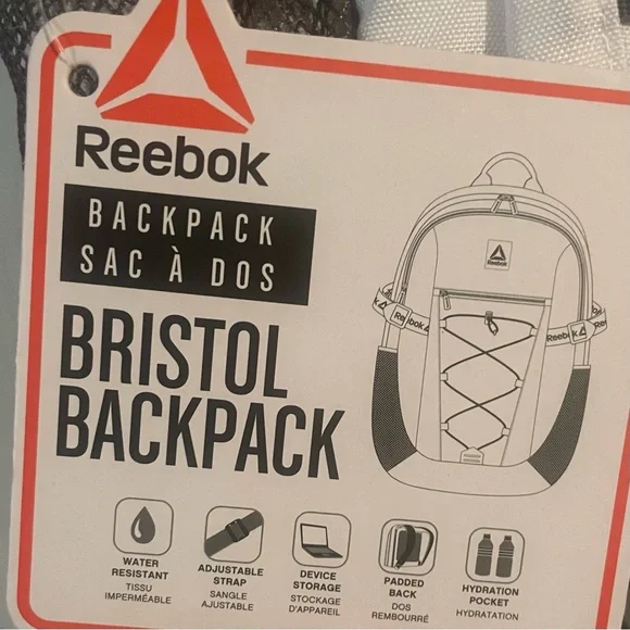 Reebok White and Gray Backpack with Teal Accents! NWT! - Picture 3 of 9